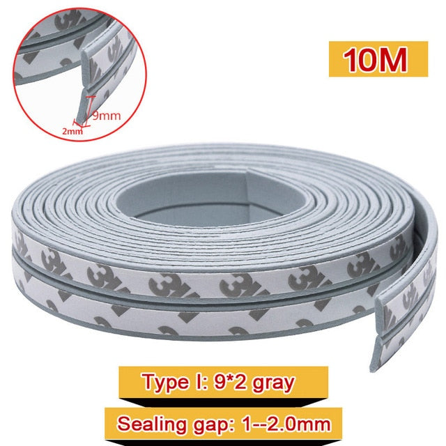 10M DIEP Type Door Weather Strip Self Adhesive Rubber Seal Foam Tape Window Dustproof Soundproof Insulation Tools