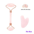 Rose Quartz Roller Facial Massager Powder Crystal Roller Jade Roller Scraper Mask Brush Three-piece Beauty Face-lifting Tool