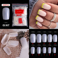 FlorVida 500 Tips Kit Bagged Fake False Nails Full Half French Acrylic ABS For Manicure Fingers Toes Set C Smile Sharp 10 Sizes