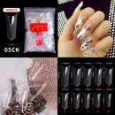 FlorVida 500 Tips Kit Bagged Fake False Nails Full Half French Acrylic ABS For Manicure Fingers Toes Set C Smile Sharp 10 Sizes