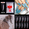 FlorVida 500 Tips Kit Bagged Fake False Nails Full Half French Acrylic ABS For Manicure Fingers Toes Set C Smile Sharp 10 Sizes