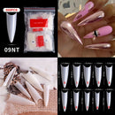 FlorVida 500 Tips Kit Bagged Fake False Nails Full Half French Acrylic ABS For Manicure Fingers Toes Set C Smile Sharp 10 Sizes