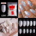 FlorVida 500 Tips Kit Bagged Fake False Nails Full Half French Acrylic ABS For Manicure Fingers Toes Set C Smile Sharp 10 Sizes