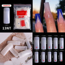 FlorVida 500 Tips Kit Bagged Fake False Nails Full Half French Acrylic ABS For Manicure Fingers Toes Set C Smile Sharp 10 Sizes