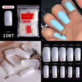 FlorVida 500 Tips Kit Bagged Fake False Nails Full Half French Acrylic ABS For Manicure Fingers Toes Set C Smile Sharp 10 Sizes