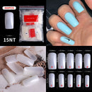 FlorVida 500 Tips Kit Bagged Fake False Nails Full Half French Acrylic ABS For Manicure Fingers Toes Set C Smile Sharp 10 Sizes