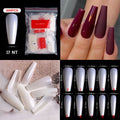 FlorVida 500 Tips Kit Bagged Fake False Nails Full Half French Acrylic ABS For Manicure Fingers Toes Set C Smile Sharp 10 Sizes