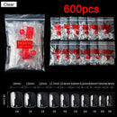 FlorVida 500 Tips Kit Bagged Fake False Nails Full Half French Acrylic ABS For Manicure Fingers Toes Set C Smile Sharp 10 Sizes