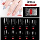 FlorVida 500 Tips Kit Bagged Fake False Nails Full Half French Acrylic ABS For Manicure Fingers Toes Set C Smile Sharp 10 Sizes