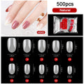 FlorVida 500 Tips Kit Bagged Fake False Nails Full Half French Acrylic ABS For Manicure Fingers Toes Set C Smile Sharp 10 Sizes