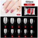 FlorVida 500 Tips Kit Bagged Fake False Nails Full Half French Acrylic ABS For Manicure Fingers Toes Set C Smile Sharp 10 Sizes