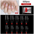 FlorVida 500 Tips Kit Bagged Fake False Nails Full Half French Acrylic ABS For Manicure Fingers Toes Set C Smile Sharp 10 Sizes