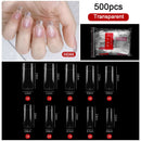FlorVida 500 Tips Kit Bagged Fake False Nails Full Half French Acrylic ABS For Manicure Fingers Toes Set C Smile Sharp 10 Sizes