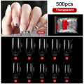 FlorVida 500 Tips Kit Bagged Fake False Nails Full Half French Acrylic ABS For Manicure Fingers Toes Set C Smile Sharp 10 Sizes