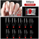 FlorVida 500 Tips Kit Bagged Fake False Nails Full Half French Acrylic ABS For Manicure Fingers Toes Set C Smile Sharp 10 Sizes