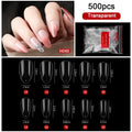 FlorVida 500 Tips Kit Bagged Fake False Nails Full Half French Acrylic ABS For Manicure Fingers Toes Set C Smile Sharp 10 Sizes