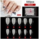 FlorVida 500 Tips Kit Bagged Fake False Nails Full Half French Acrylic ABS For Manicure Fingers Toes Set C Smile Sharp 10 Sizes