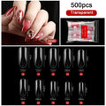 FlorVida 500 Tips Kit Bagged Fake False Nails Full Half French Acrylic ABS For Manicure Fingers Toes Set C Smile Sharp 10 Sizes