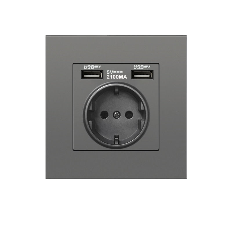 EU Standard Electrical Wall Charger Adapter Charging Wall Germany Plug Socket Power Outlets,16A,PC Panel,Bedroom socket