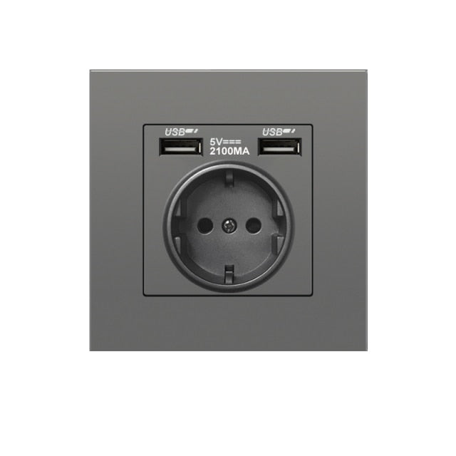 EU Standard Electrical Wall Charger Adapter Charging Wall Germany Plug Socket Power Outlets,16A,PC Panel,Bedroom socket