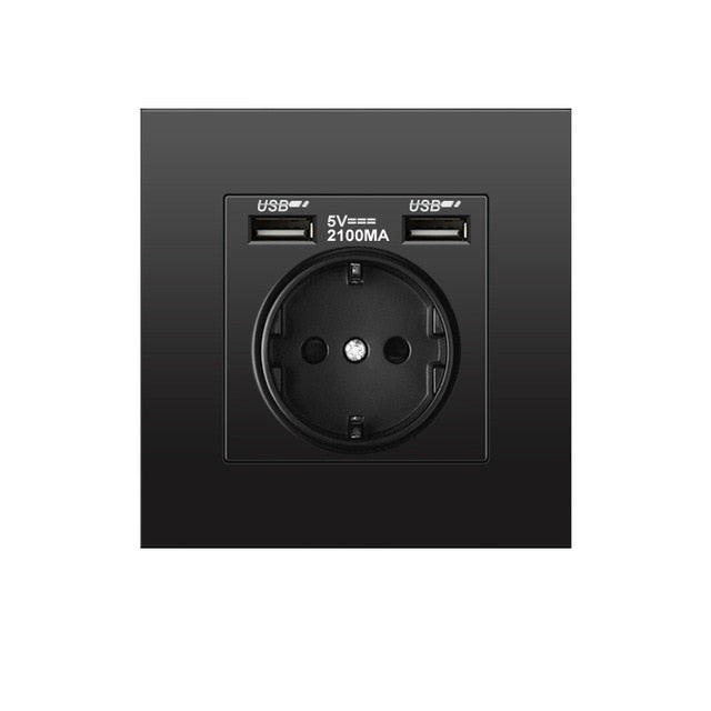 EU Standard Electrical Wall Charger Adapter Charging Wall Germany Plug Socket Power Outlets,16A,PC Panel,Bedroom socket