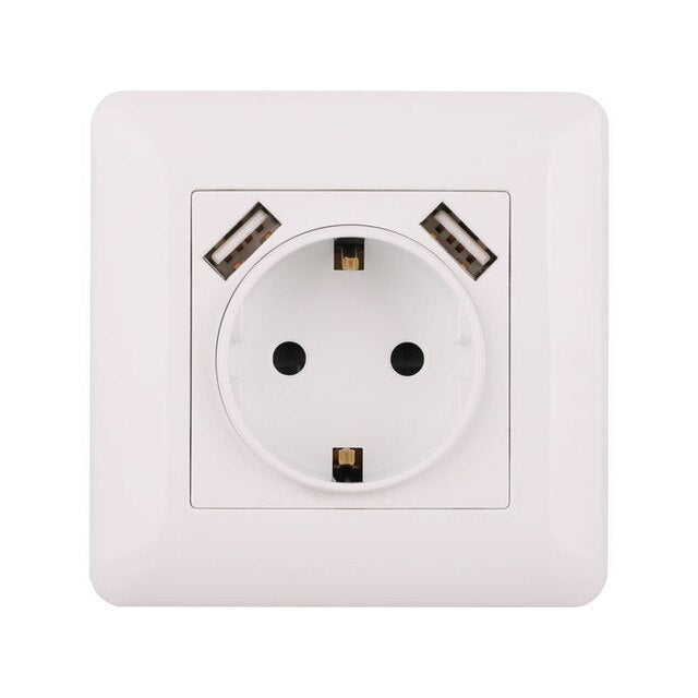 EU Standard Electrical Wall Charger Adapter Charging Wall Germany Plug Socket Power Outlets,16A,PC Panel,Bedroom socket