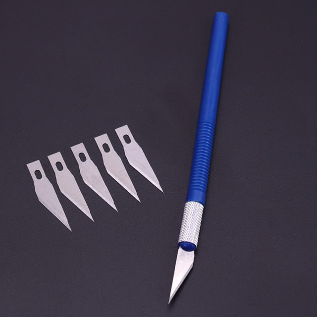 1PC Knife With 6 Blades Engraving Craft Non-slip Plastic Scalpel Hand Tool Cutter Carving Tools