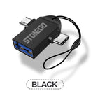 STONEGO 2 in 1 OTG Adapter, USB 3.0 Female To Micro USB Male and USB C Male Connector Aluminum Alloy on The Go Converter