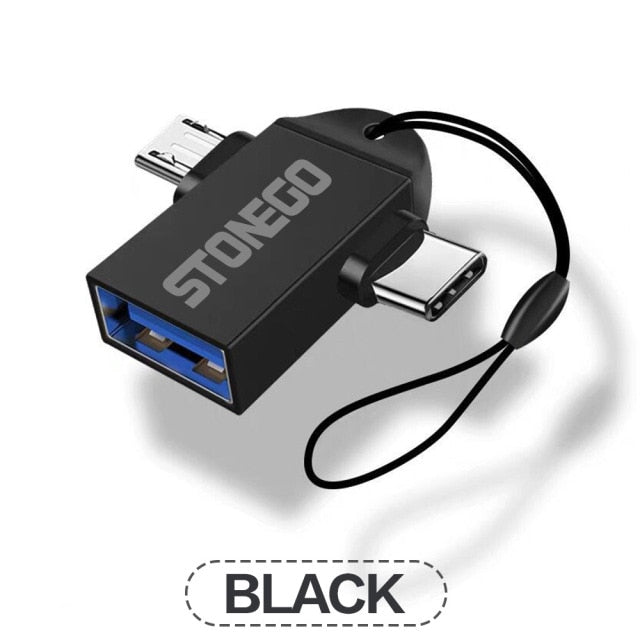 STONEGO 2 in 1 OTG Adapter, USB 3.0 Female To Micro USB Male and USB C Male Connector Aluminum Alloy on The Go Converter