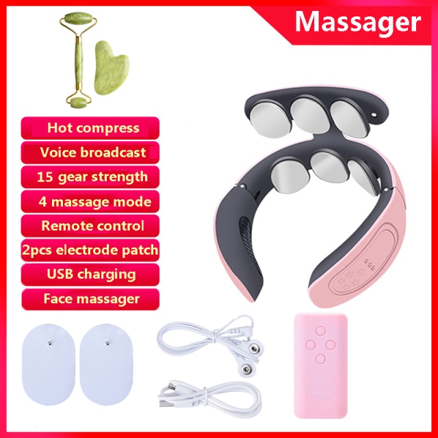 6 Heads Neck Massager Shoulder Cervical Massager Multifunctional Electric Hot Compress Pulse Neck Protector Rechargeable Massage