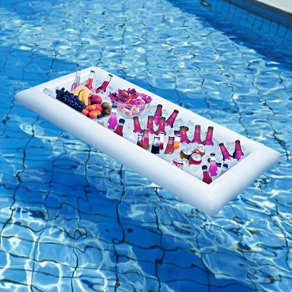 Swimming Pool Float Beer Table Drinking Cooler Table Bar Tray Beach Inflatable Air Mattress Water Food Drink Holder Pool Floater