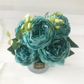 30cm Rose Pink Silk Peony Artificial Flowers Bouquet 5 Big Head and 4 Bud Cheap Fake Flowers for Home Wedding Decoration indoor
