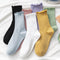White Socks Women Kawaii Cute Frilly Ruffle Socks Cotton Japanese Fashion Purple Woman Crew Socks Female calcetines de la mujer