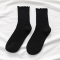 White Socks Women Kawaii Cute Frilly Ruffle Socks Cotton Japanese Fashion Purple Woman Crew Socks Female calcetines de la mujer