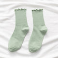 White Socks Women Kawaii Cute Frilly Ruffle Socks Cotton Japanese Fashion Purple Woman Crew Socks Female calcetines de la mujer