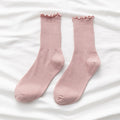 White Socks Women Kawaii Cute Frilly Ruffle Socks Cotton Japanese Fashion Purple Woman Crew Socks Female calcetines de la mujer