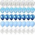 40 Pcs Blue Set Agate Marble Balloons Silver Confetti Balloon Wedding Valentine's Day Baby Shower Birthday Party Decorations
