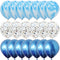 40 Pcs Blue Set Agate Marble Balloons Silver Confetti Balloon Wedding Valentine's Day Baby Shower Birthday Party Decorations