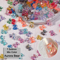Mixed Size  Aurora Little Bear Nail Art Accessories Resin Kawaii Bear Stereo 3D Fashion Fingernail DIY Decoration