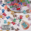 Mixed Size  Aurora Little Bear Nail Art Accessories Resin Kawaii Bear Stereo 3D Fashion Fingernail DIY Decoration