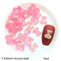 Mixed Size  Aurora Little Bear Nail Art Accessories Resin Kawaii Bear Stereo 3D Fashion Fingernail DIY Decoration