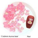 Mixed Size  Aurora Little Bear Nail Art Accessories Resin Kawaii Bear Stereo 3D Fashion Fingernail DIY Decoration