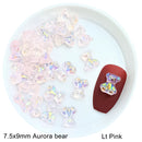 Mixed Size  Aurora Little Bear Nail Art Accessories Resin Kawaii Bear Stereo 3D Fashion Fingernail DIY Decoration