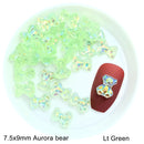 Mixed Size  Aurora Little Bear Nail Art Accessories Resin Kawaii Bear Stereo 3D Fashion Fingernail DIY Decoration