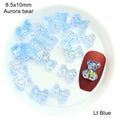 Mixed Size  Aurora Little Bear Nail Art Accessories Resin Kawaii Bear Stereo 3D Fashion Fingernail DIY Decoration