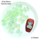 Mixed Size  Aurora Little Bear Nail Art Accessories Resin Kawaii Bear Stereo 3D Fashion Fingernail DIY Decoration