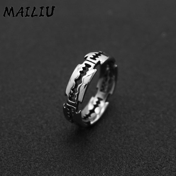 Charm Exaggerated Titanium Steel Blade Ring Men's Rock Punk Razor Ring Stainless Steel Ring Party Ladies Fashion Jewelry Gifts