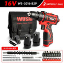 WOSAI 12V 16V 20V Cordless Drill Electric Screwdriver Mini Wireless Power Driver DC Lithium-Ion Battery 3/8-Inch