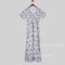 Fashion Boho Dress Long Dress Women Casual V Neck Short Sleeve Retro Print Belt Hem Beach Dresses Elegant Sundress Robe Femme