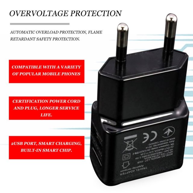 1A Portable Dual USB Power Adapter Mobile Phone Charger Electrical Socket Travel Smart Matching Charger Adapter For Smartphone
